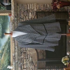 Rafaella Open Front Vegan Leather Trim Jacket